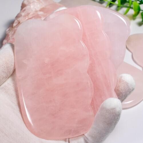 Natural Jade Stone Guasha Rose Quartz Comb Guasha Body Facial Eye Scraping Massage Tool 1PC
