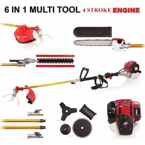 2020 New Quality 6 in 1 Multi tool Brush cutter 4 stroke GX35 Engine Petrol strimmer Grass cutter Tree Pruner hedge trimmer