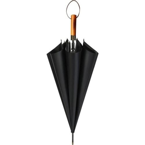 Solid Color Log Semi Automatic Long Umbrella Sun Protection UV Protection Beach Fold Umbrella Men Women Deluxe Business Umbrella