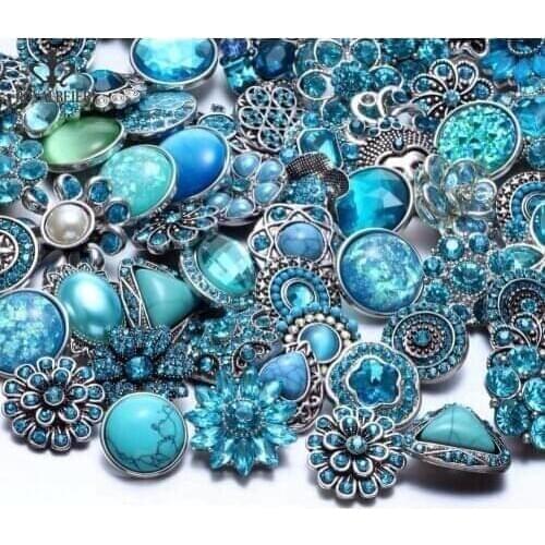 Wholesale 50pcs/lot Mixed Metal and Glass 18mm Snap Button Jewelry DIY Rhinestone button Charms For DIY Snaps Bracelet Jewelry