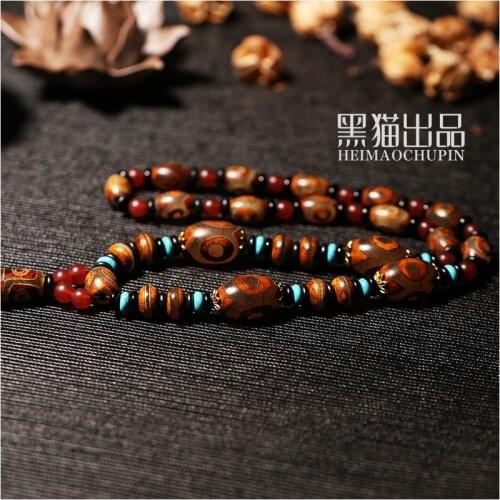 Wholesale Natural DZI Necklace Original Three Eyes and Nine Eyes for Mens Jewelry Great Quality Free shipping