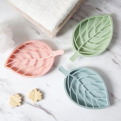 Leaf Shape Plastic Double Deck Soap Dish Box Case Toilet Bathroom Soaps Storage Organizer Supplies LX8519