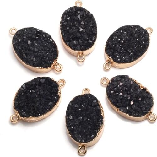 Natural Agates Stone Pendant Connectors Egg Shape Crystal Agates Stone Link Charms for Jewelry Making Necklace Bracelet Gift