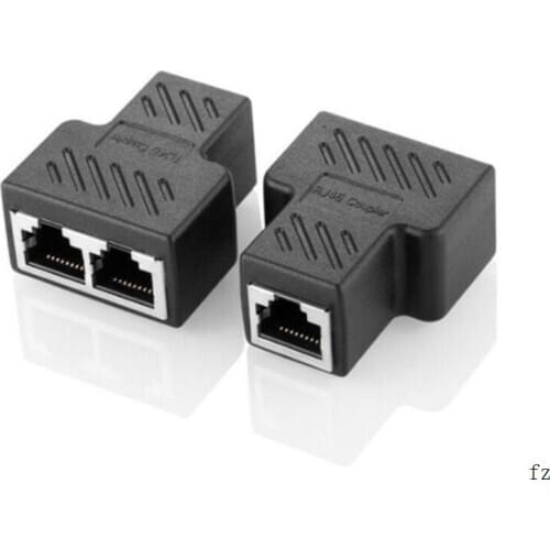 100 Pcs 1 to 2 Ways RJ45 Ethernet LAN Network Splitter Double Ports Coupler Extender Plug Connector for Laptop Docking Stations
