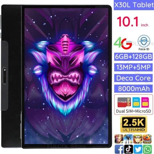 Super 2.5D Tempered Glass 10.1 inch 1920x1200 2.5K IPS Tablet PC 4G LTE 6GB+128GB 13.0/5.0MP 5G WiFi 8000mAh 10 Cores Tablets