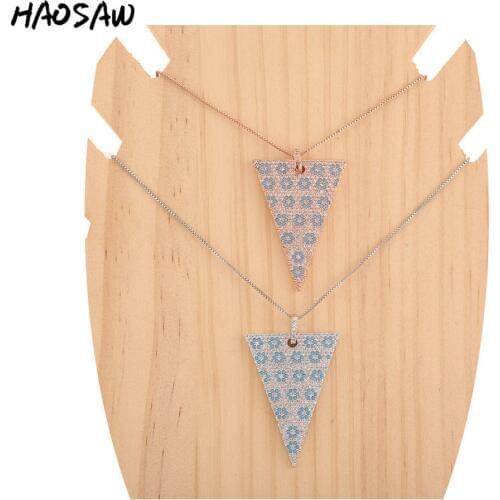 HAOSAW Choose Color/Micro Pave Charms/Triangle Pendant Necklace/Colored Flower Charm Necklace/Women Jewelry Making
