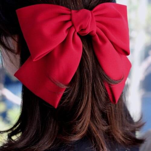 Big Bow Hairpin For Women Wine Red Korean Style Lolita Clips Teens School Hair Accessories