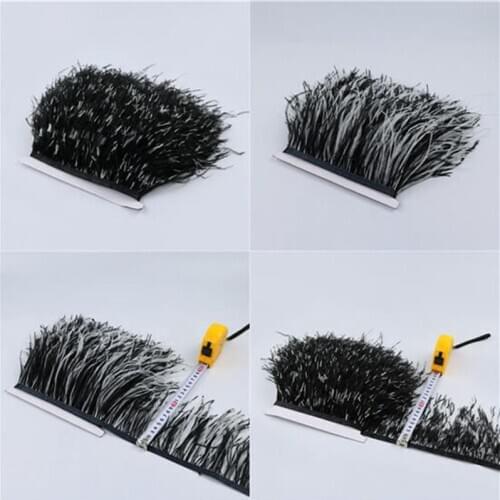 1 Meter Dyed Black White Mixed Natural Ostrich Feather Tassel Trims Fringe Costume Clothing Sewing Decorative Accessories