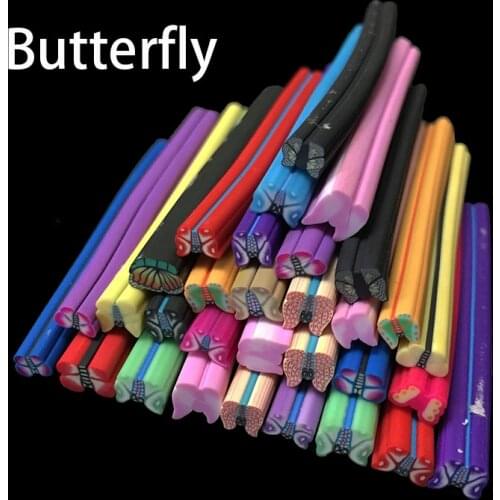 10pcs/bag Cane Polymer Clay Sorts of Styles 3D Butterfly Soft Pottery clay Rod Jewelry Phone Nail art Sticker Decoration