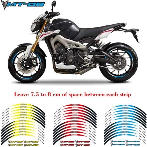 New high quality 12 Pcs Fit Motorcycle Wheel Sticker stripe Reflective Rim For Yamaha MT-09 MT09