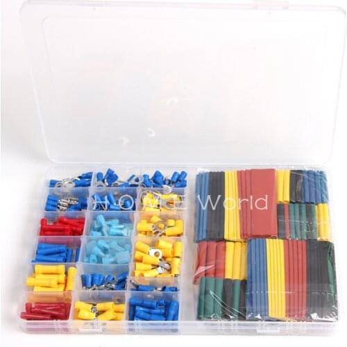 328 PCS Assorted 2:1 Heat Shrink Tubing Shrinkable Sleeve Tubes & 230 PCS Butt connectors Insulated Crimp Terminals Kit