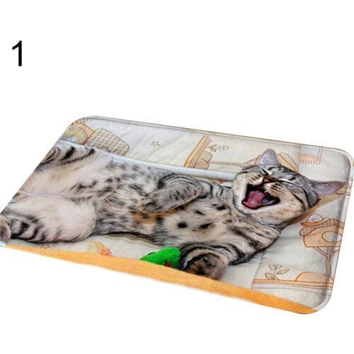 Carpet Vintage Entrance Mat Waterproof Cute Cat Puppy Print Floor Mat Bedroom Carpet Anti-Slip Kitchen Toilet Doormat Home Decor