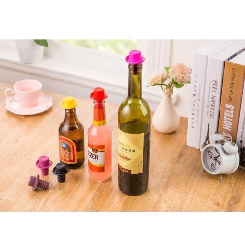 5pcs/lot Silicone Bowler Bottle Stopper Wine Stopper Wine Accessories Champagne Plug Small Hat Beer Red Wine ELB 273