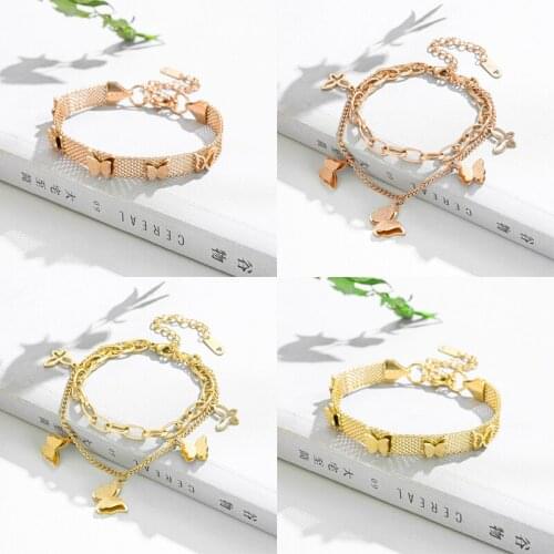 XIYANIKE 316L Stainless Steel 2021 Trend 3 Colors Butterfly Bracelets For Women Birthday Festival Gift Fashion Jewelry Wholesale