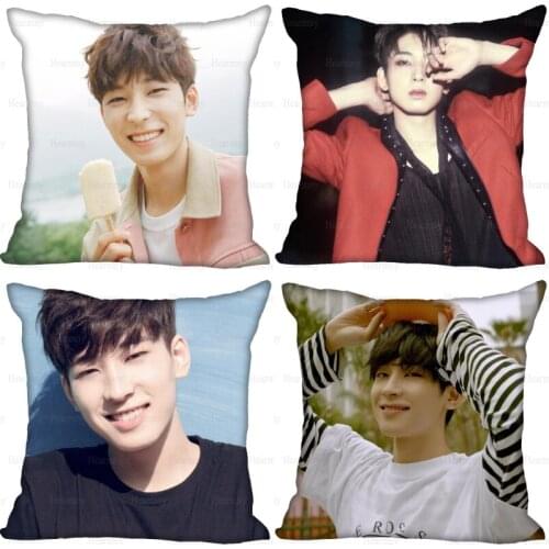 KPOP Seventeen WONWOO Pillow Case For Home Decorative Silk Pillows Cover Invisible Zippered Throw PillowCases 40X40,45X45cm 0512