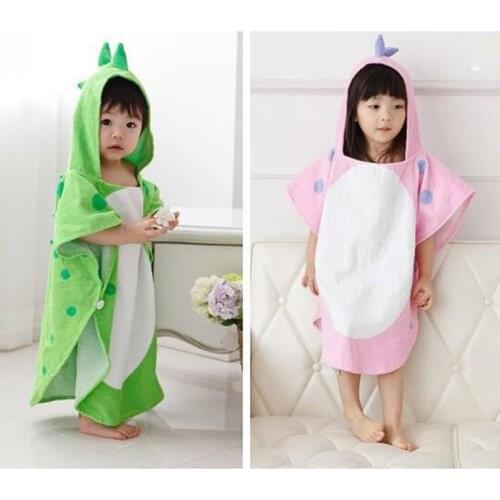 Hooded With Paw Dinosaur Ponchos Hooded Childrens Bath Towel Kids BeachTowel Y4QA
