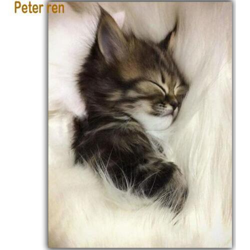 Diy Diamond Painting Cute Sleep Well Peaceful Cat Diamond Mosaic Handwork 3D Square Rhinestones Full Cross Stitch Kit Embroidery