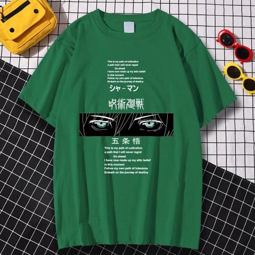 Anime Jujutsu Kaisen Letter Style Print T-Shirts Male Aesthetic Anime Top Casual Oversized Clothes Retro Oversize T-Shirts Men
