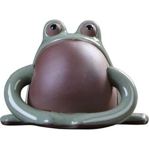 Ge Opening piece enamel ceramic Purple Tea pet tray Decoration animals Frog First-rate Chinese Zisha