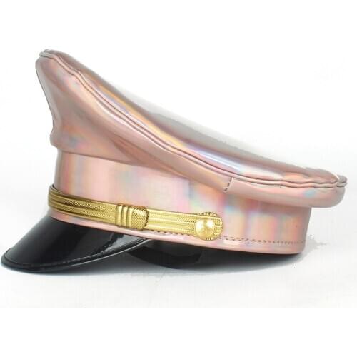 Germany Officer Visor Cap Army Hat Cortical Leather Military Hats Police Cap Cosplay Halloween Hat Size M L XXL