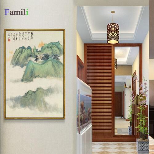 Chinese Traditional Landscape Ink Painting Canvas Posters Print Modern Wall Art Pictures For Living Room Bedroom Aisle Studio