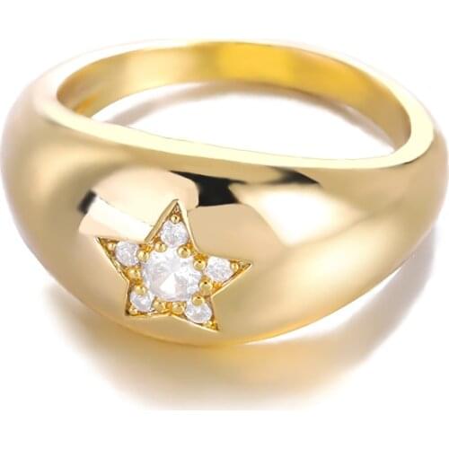 Crystal Star Signet Rings For Women Men Punk Jewelry Stainless Steel 2021 Bague Femme Fashion Accessories Friendship Gitfs