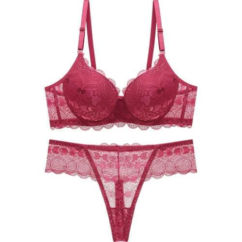 Sexy push up adjustable lace underwear accept supernumerary breast bra thickening bra thong set high quality lingerie set