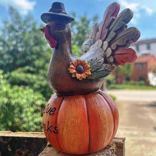 Creative Pumpkin Turkey Figurine Thanksgiving Colorful Resin Statue Autumn Thanksgiving Table Centerpieces Ornament Home Decor