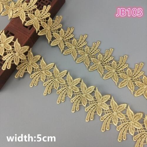 2 yards 5cm wide gold water soluble embroidery lace fabric lace necklace hair accessories lace trim JB103