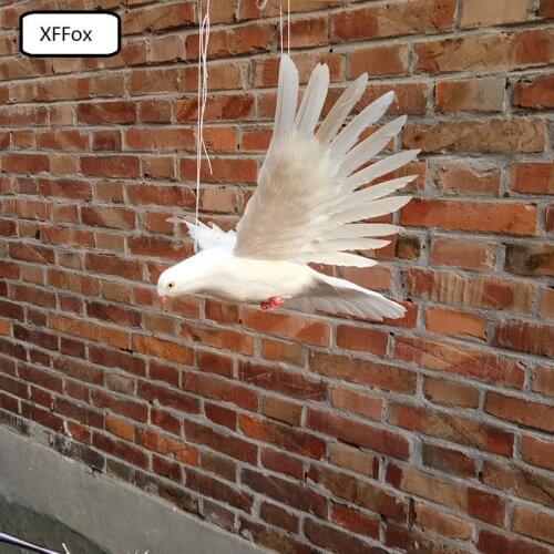 White real life wings pigeon model foam&feather pink mouth&feet dove bird doll about 28x50cm xf0062
