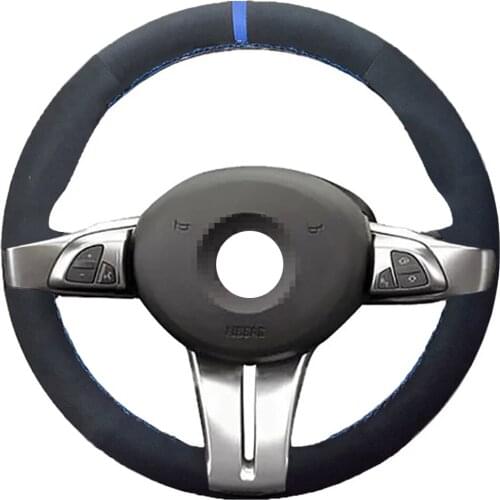 Alcantara Material Hand-Stitched Black Suede Car Steering Wheel Cover for BMW Z4 E85 (Roadster) 2003-2008 E86 (Coupe) 2005-2008
