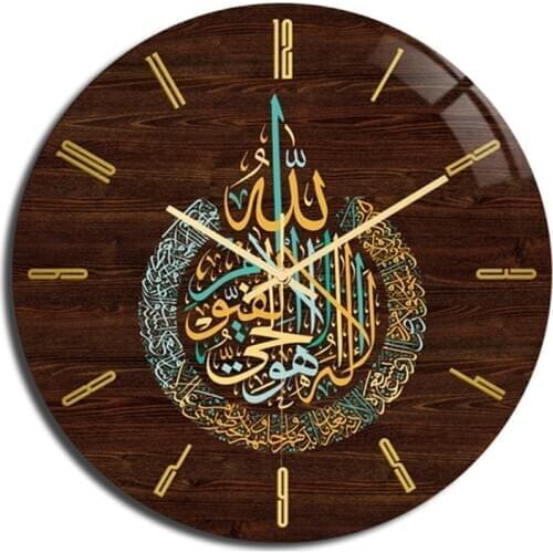 Muslim Eid Living Room Clock on Wall Acrylic Vintage Round Clocks Decor Home Bedroom Art Easy to Read Watch Retro Reloj Ppared