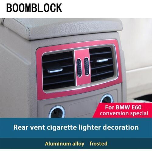 Back Seat Cigarette Lighter And Outlet Panel Frame Covers Stickers For BMW E60 5 Series Car-Styling Accessories