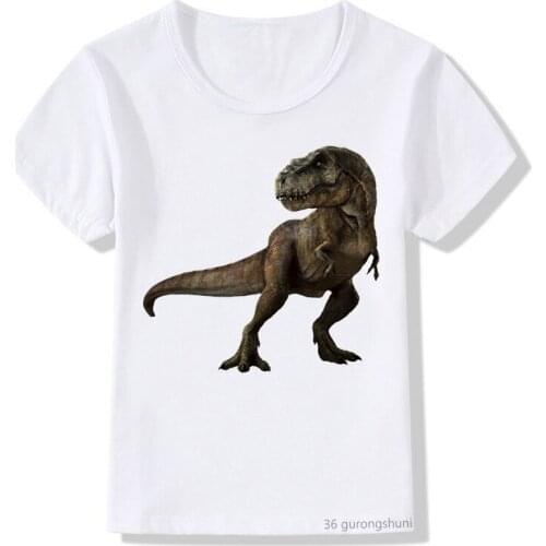 2021 New Funny Dinosaur T Shirt Graphic Print Girls Boys T-Shirt Vintage Kids Clothes Short Sleeve T-Shirts