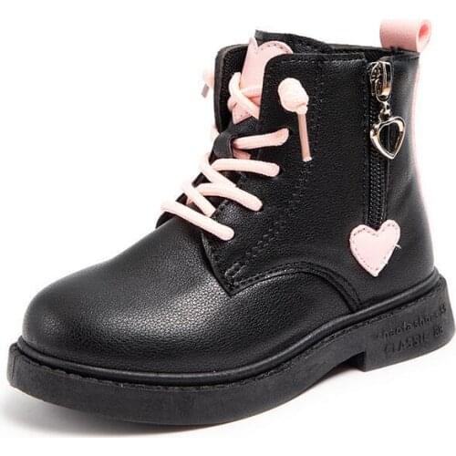 New sweet girls boots spring and autumn princess ankle childrens non-slip zipper childrens fashion boots size 26-37