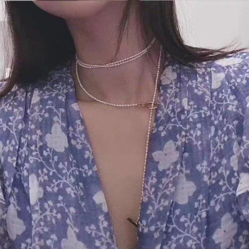 Baroqueonly Natural Freshwater Pearl Super long necklace retro sweater chain 14K Gold Filled OT clasp for woman gift 125cm NVB