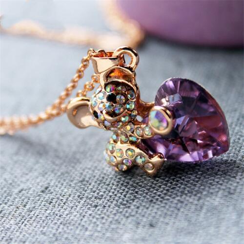 Rose Gold color Rhinestone Cute Koala heart necklaces 2017 women Fashion Jewelry for women MLY1121
