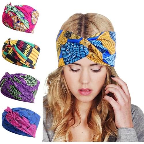 African Printed Twist Headband Womens Sports Elastic headwrap Hair Scarf Wide Stretch Hair Band Bandanas Hair Accessories