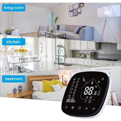 Weekly Programmable LCD Display Touch Screen Water Heating Thermostat Room Temperature Controller 5A