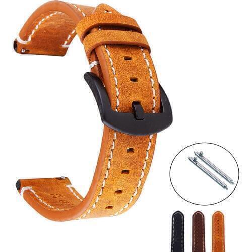 For Samsung galaxy watch 3 45mm Strap Vintage Genuine Leather watchbands Sport Bracelet 22mm Watch band For galaxy watch 46mm