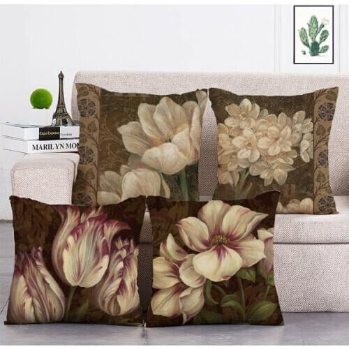 Retro White Flower Pattern Decorative Cushion Cover Pillow Pillowcase 45*45 Throw Pillows Home Decor Pillowcove T75
