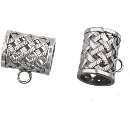 3PCS/LOT CIRCLE SCARFS PARTS MAKING DIY BAILS CHARMS BASE CROSS WEAVE DESIGN ROUND HOLE SILVER COLOR METAL 28*29*22MM JEWELRY