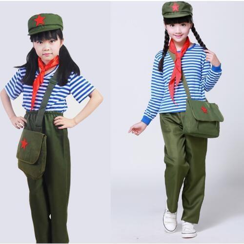 New Arrive Childrens Scouting Uniforms Red Army Uniform for Children Military Costumes Performances Clothing Adult Kids