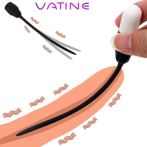 VATINE 7 Frequency Vibrator Catheter Silicone Insertion Urethral Plug Sex Toys for Men Urethral Dilators Penis Plug