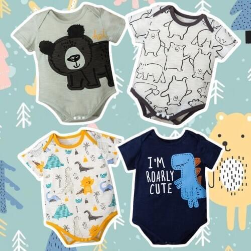 0-12Months Cartoon animal print Infant Newborn Baby Girl Boy Cartoon Cute Bodysuit Romper Casual Clothes бодики для мальчиков M4
