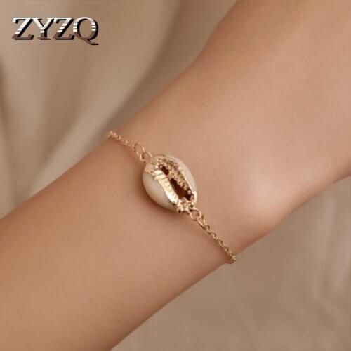 ZYZQ New Come Geometric Seashell Shaped Chain Bracelets For Women Simple Minimalist Prefer Accessories Bracelets Wholesale Lots