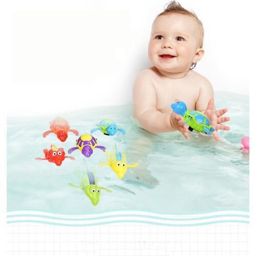 1 New baby swimming bath floating clockwork paddling toys Cute Colorful animal shape design Exercise hand eye Parent-child Happy