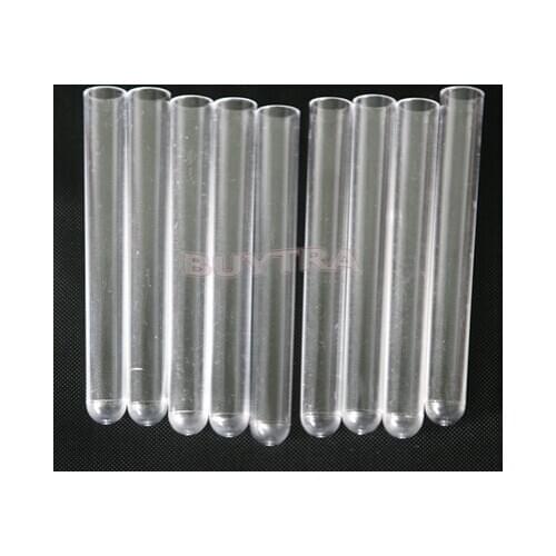 10 Pcs/Pack 12x100mm Test Tubes Clear Plastic Test Tubes Lab Supplies School Chemistry Laboratory Accessories Stationery