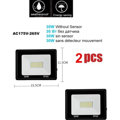 2 pcs 220V 10-100W LED FloodLight Spotlight Exterior Street wall reflector Light led garden Lamp PIR Sensor Motion 4 Modes Emerg