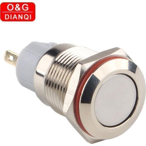 2pcs/lot 16mm Metal Push Button Switch Flat Head Waterproof Self locking Momentary Push Button Switch with Free Socket